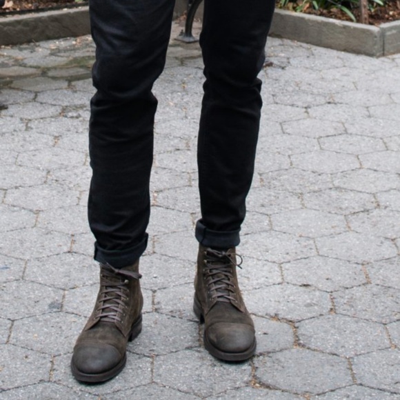 captain dark olive suede